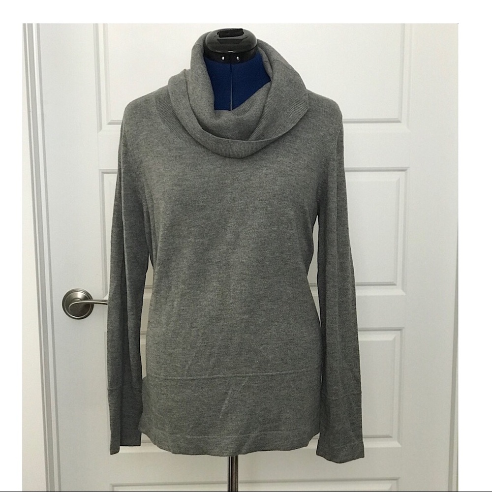 Loft Grey Cowl Neck Sweater Sz L NWT
